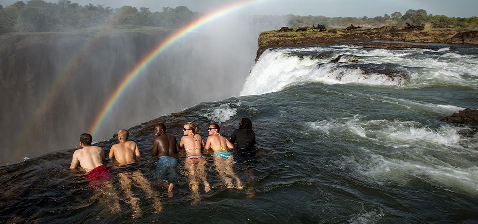 Swimming in Devil's Pool at Victoria Falls