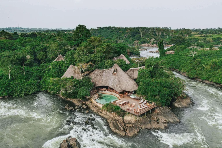Best Uganda Luxury Safaris: Gorillas, Wildlife and Top Lodges Couple on a 3-day luxury Wildwaters Lodge experience in Jinja