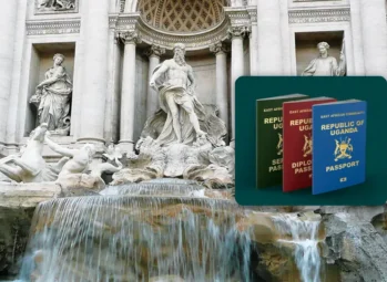 schengen-visa-for-ugandans-featured (2) Schengen visa for Ugandans: Ugandan passports and the Trevi Fountain in Rome